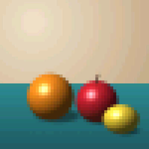 Square pixel art avatar of the fruit still life: 50 × 50 grid in 16-bit color